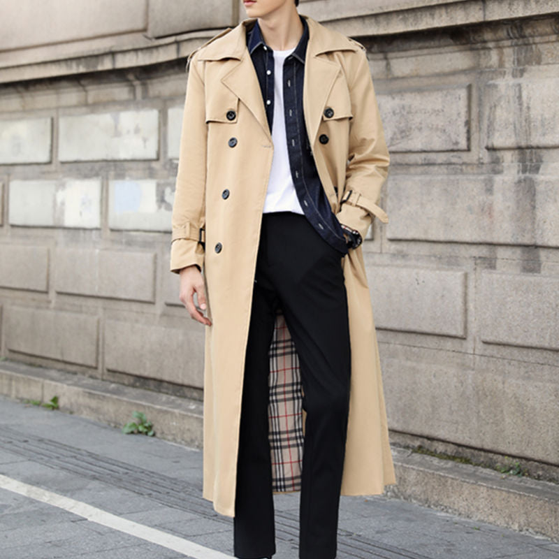 Arthur Men’s Classic Trench Coat – Timeless Outerwear for Autumn/Winter Khaki