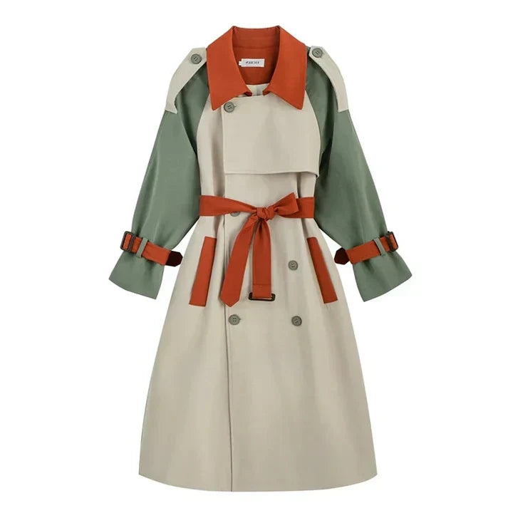 Women's Anelle Long Coat with Colorful Details