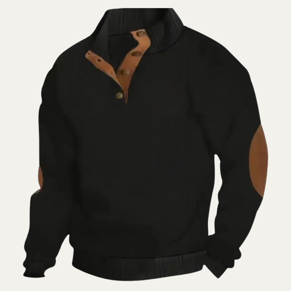 Warm Mens Plaid Fleece Sweater with Leather Elbow Patches
