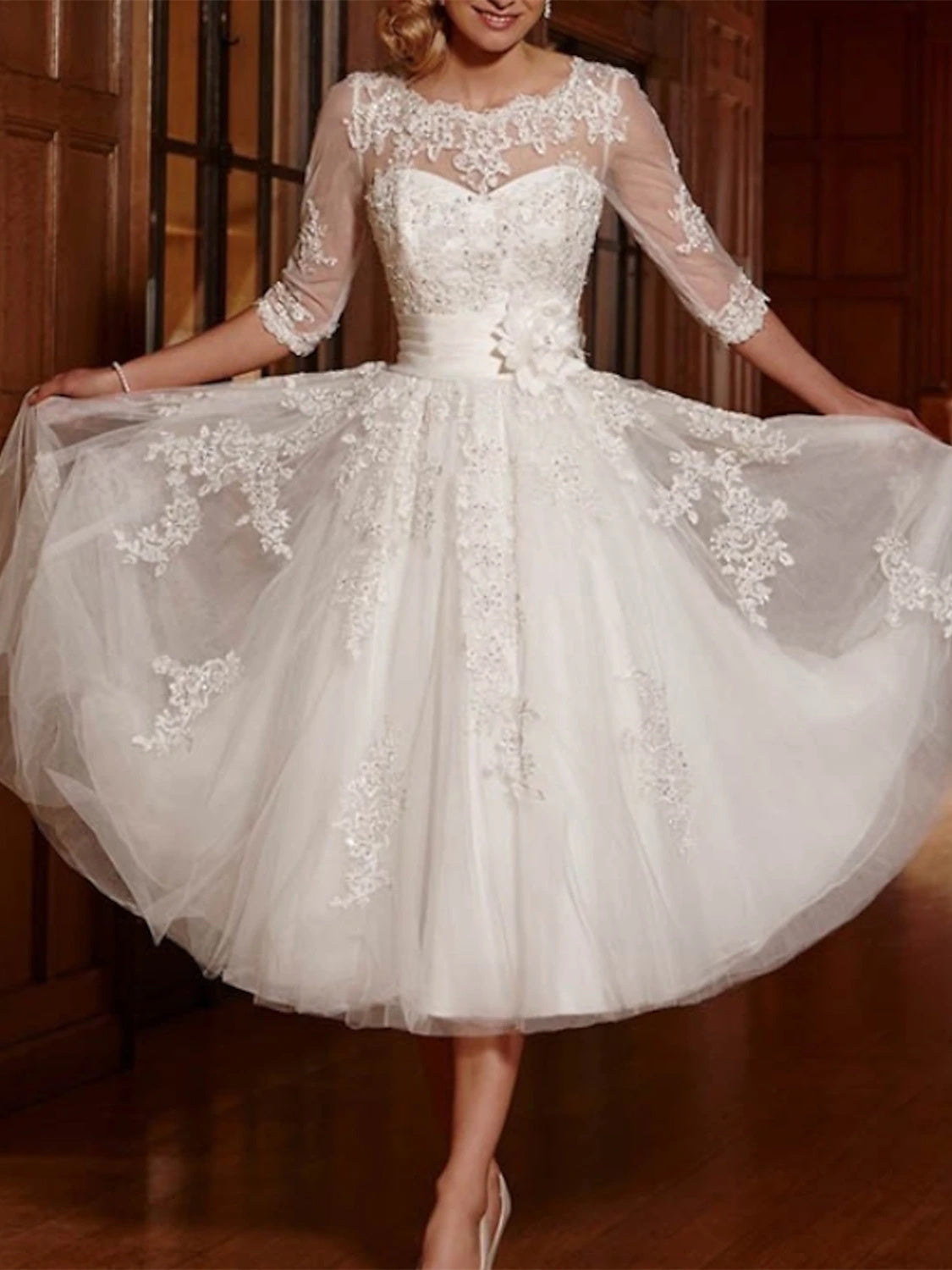 Women's A-line Wedding Dress | Midi