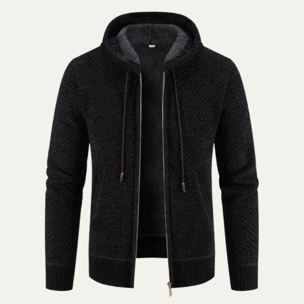 Warm Mens Fleece Lined Zip Up Hoodie Jacket