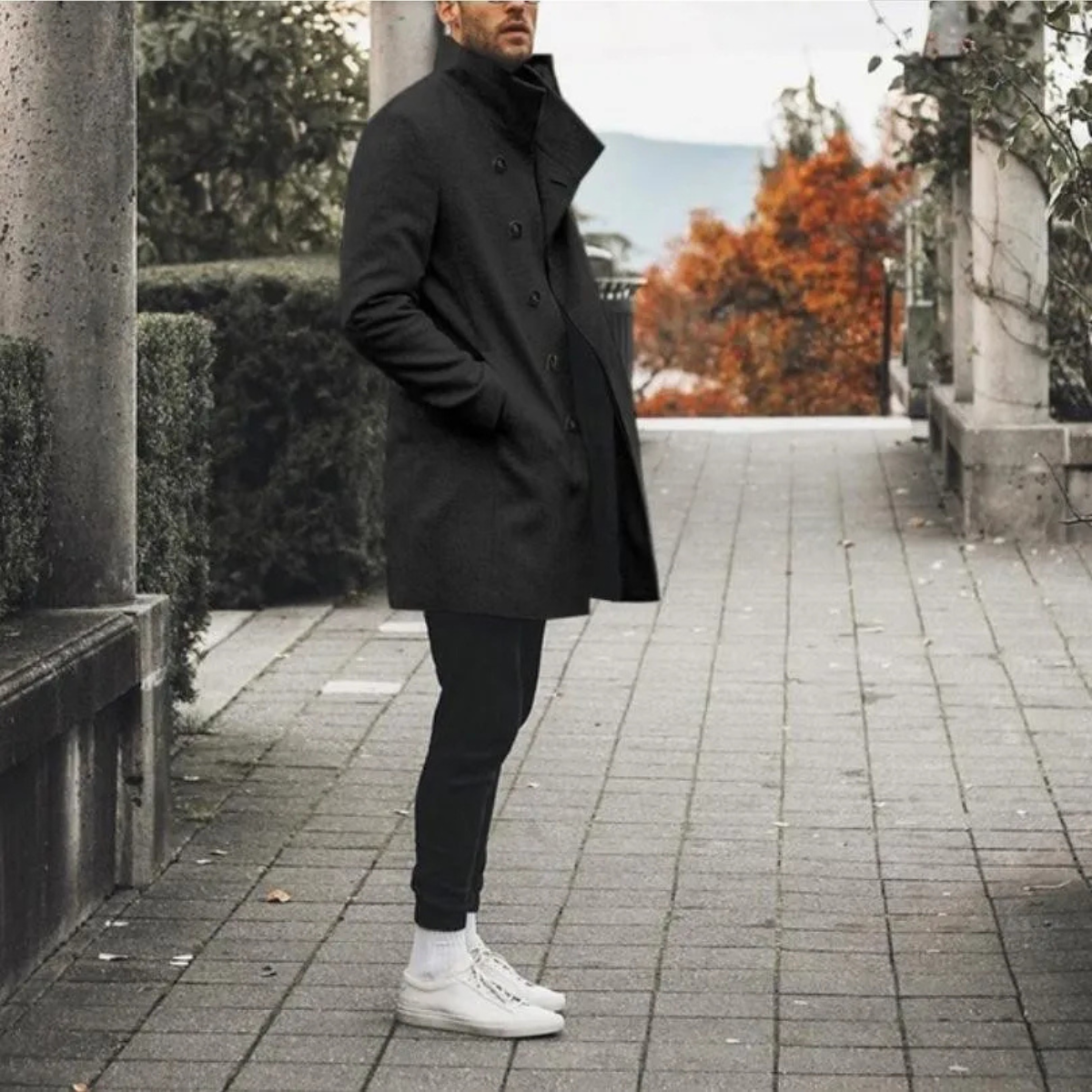 Warm Men's Wool Blend Winter Long Coat