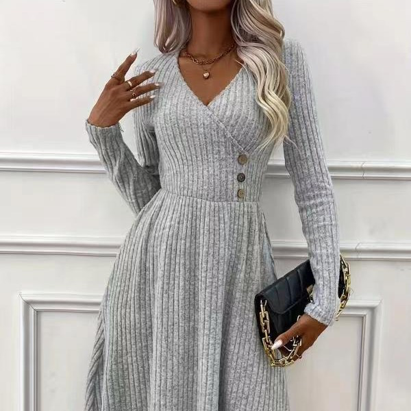 Winter dress with V-neckline