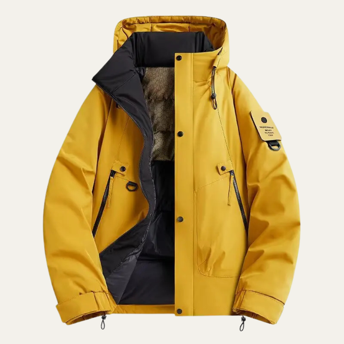 Warm Men's Ski Hooded Parka with Fleece Inside