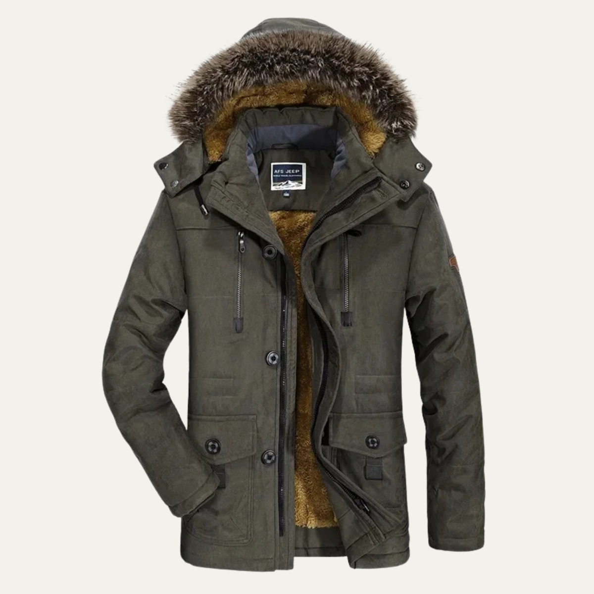 Warm Waterproof Men's Fleece Hooded Winter Coat
