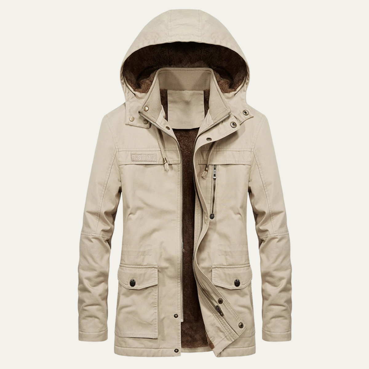 Warm Men's Insulated Parka Jacket with Multiple Pockets