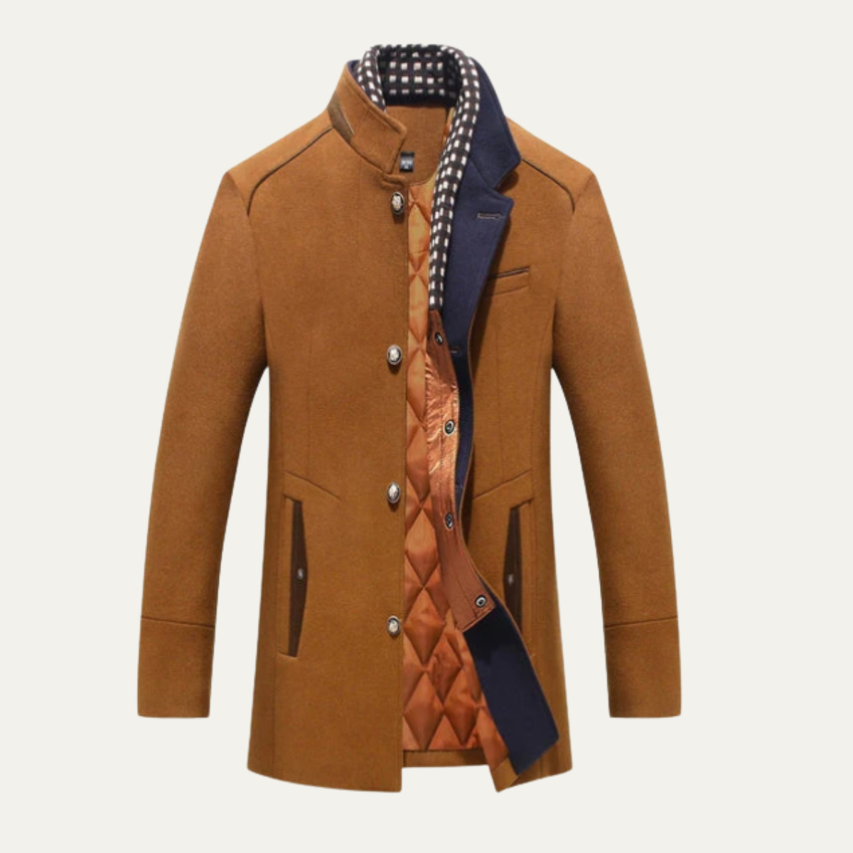 Warm Men's Classic Quilted Wool Winter Coat