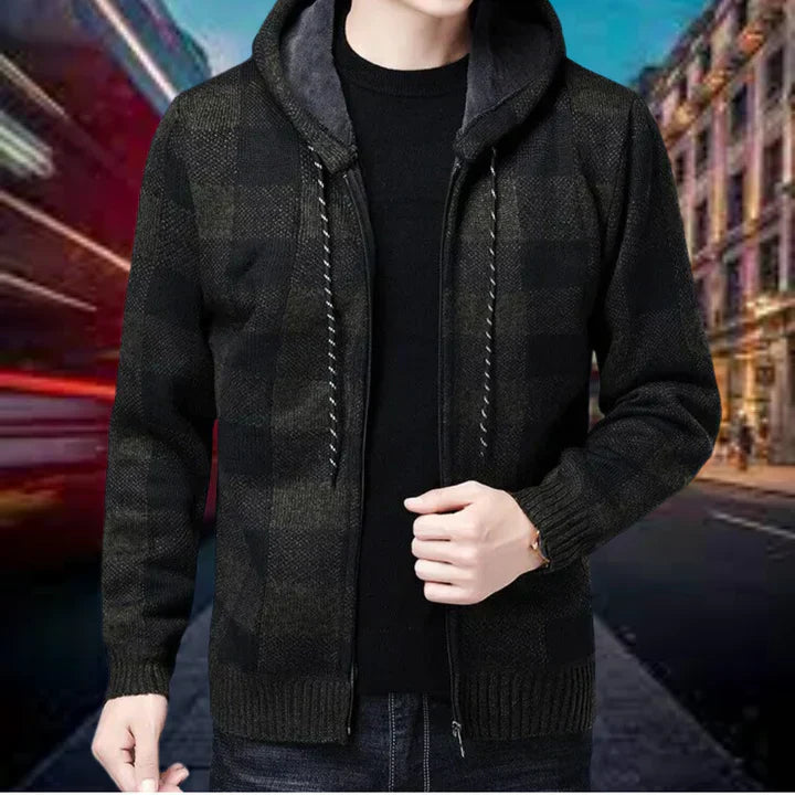 Checked hooded vest by Garson, high-quality