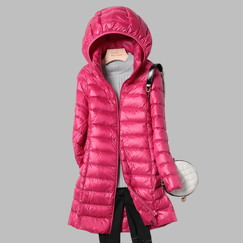 Warm Women's Down Parka with Removable Hood