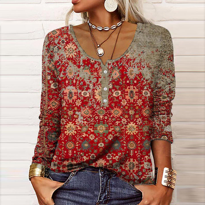 Women's floral pattern long-sleeve shirt | Vintage