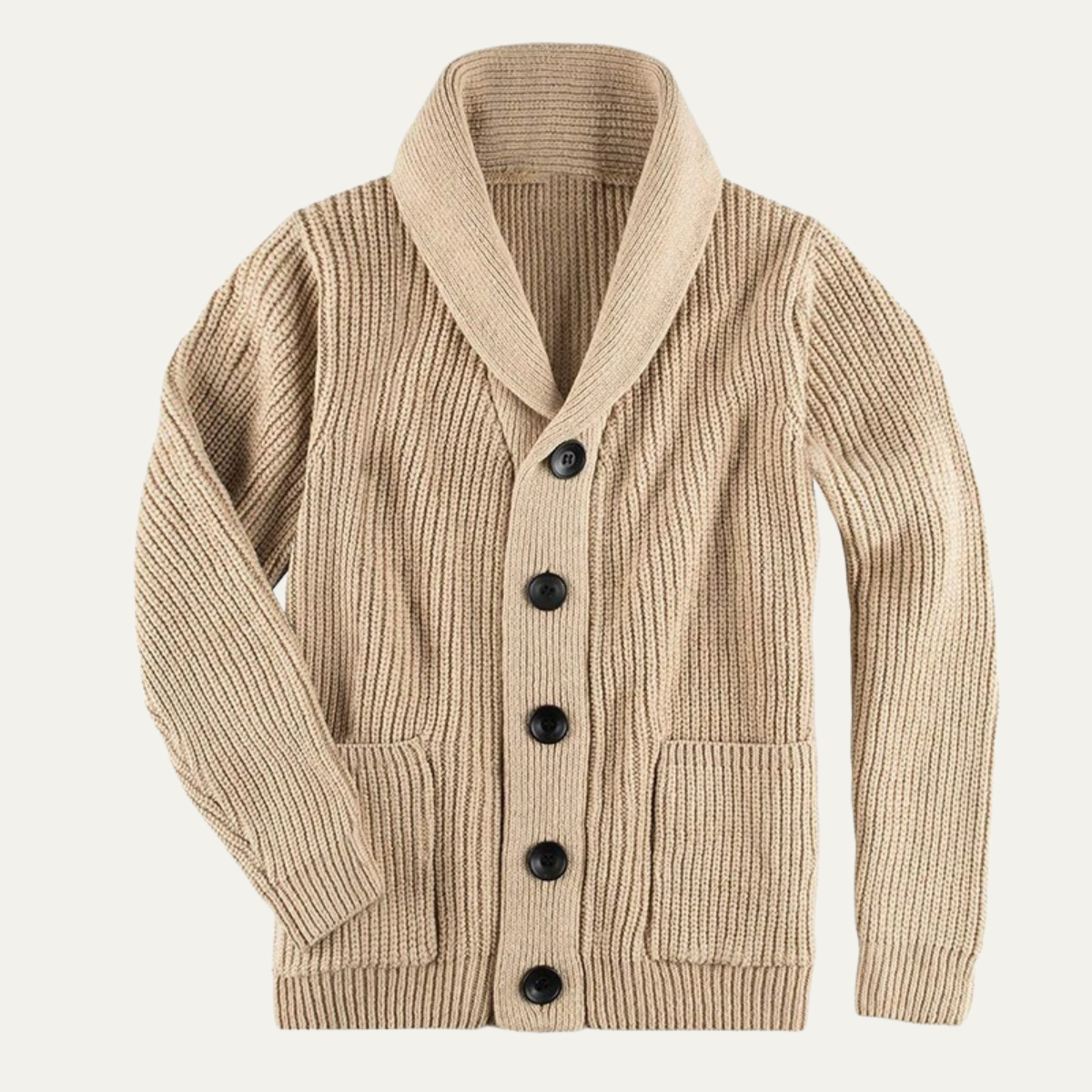 Warm Crew Neck Button Front Wool Cardigan Sweater