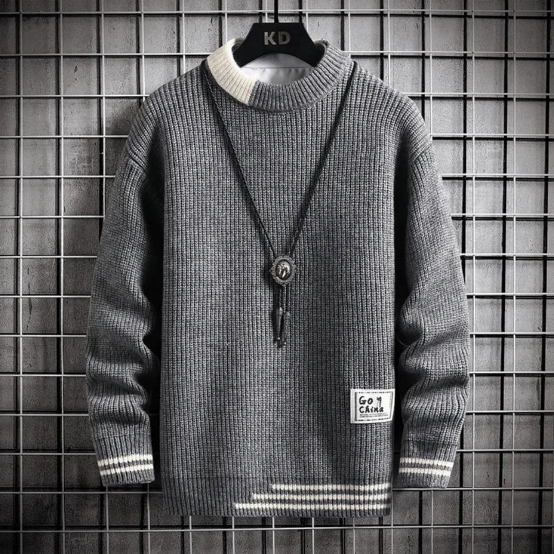 Warm long-sleeve pullover for men | Winter