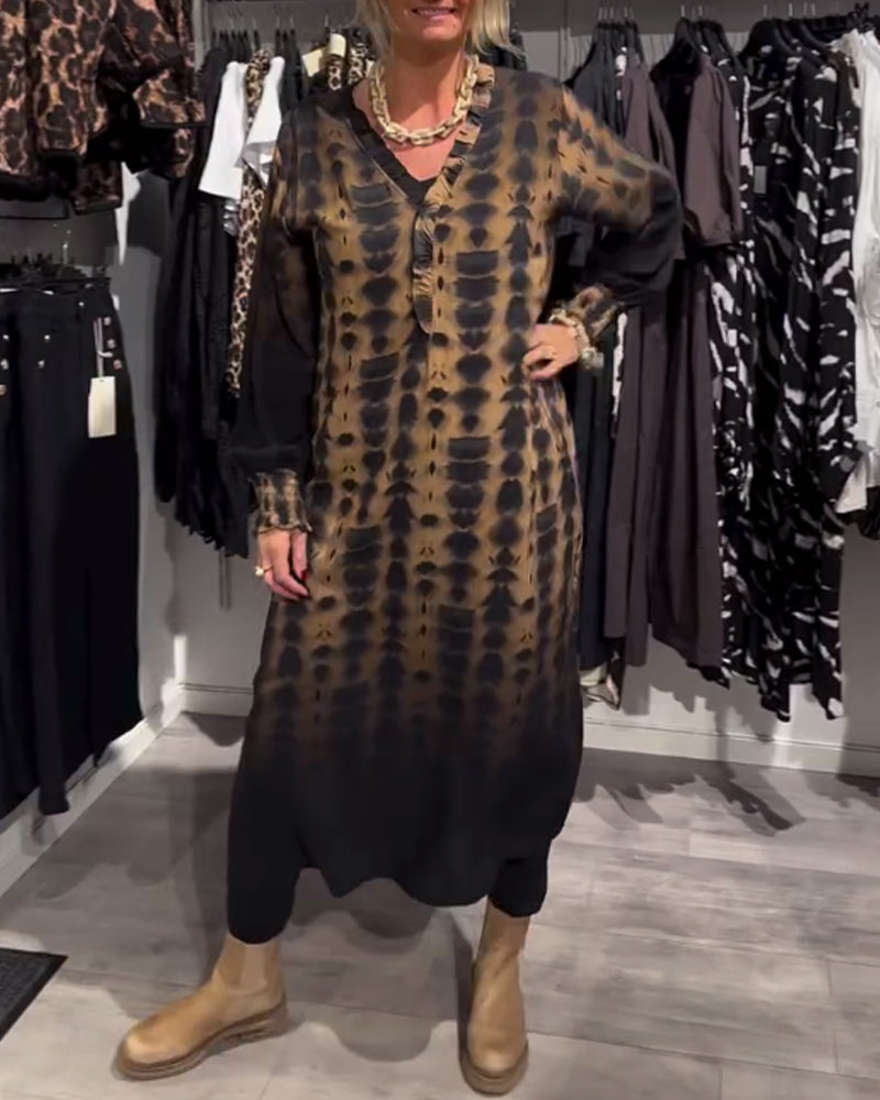 VellaVeil™ - Long Sleeve Ombre Dress with V-Neck
