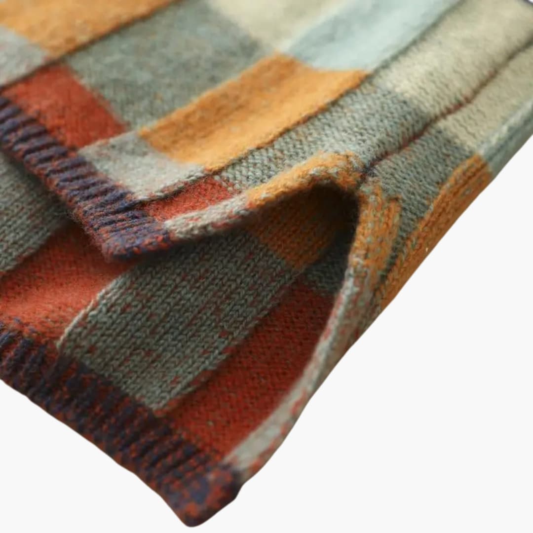 Casual Plaid Crew Neck Wool Sweater for Women
