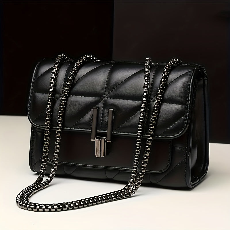 Women's Quilted Shoulder Bag | Chain Strap Crossbody Bag