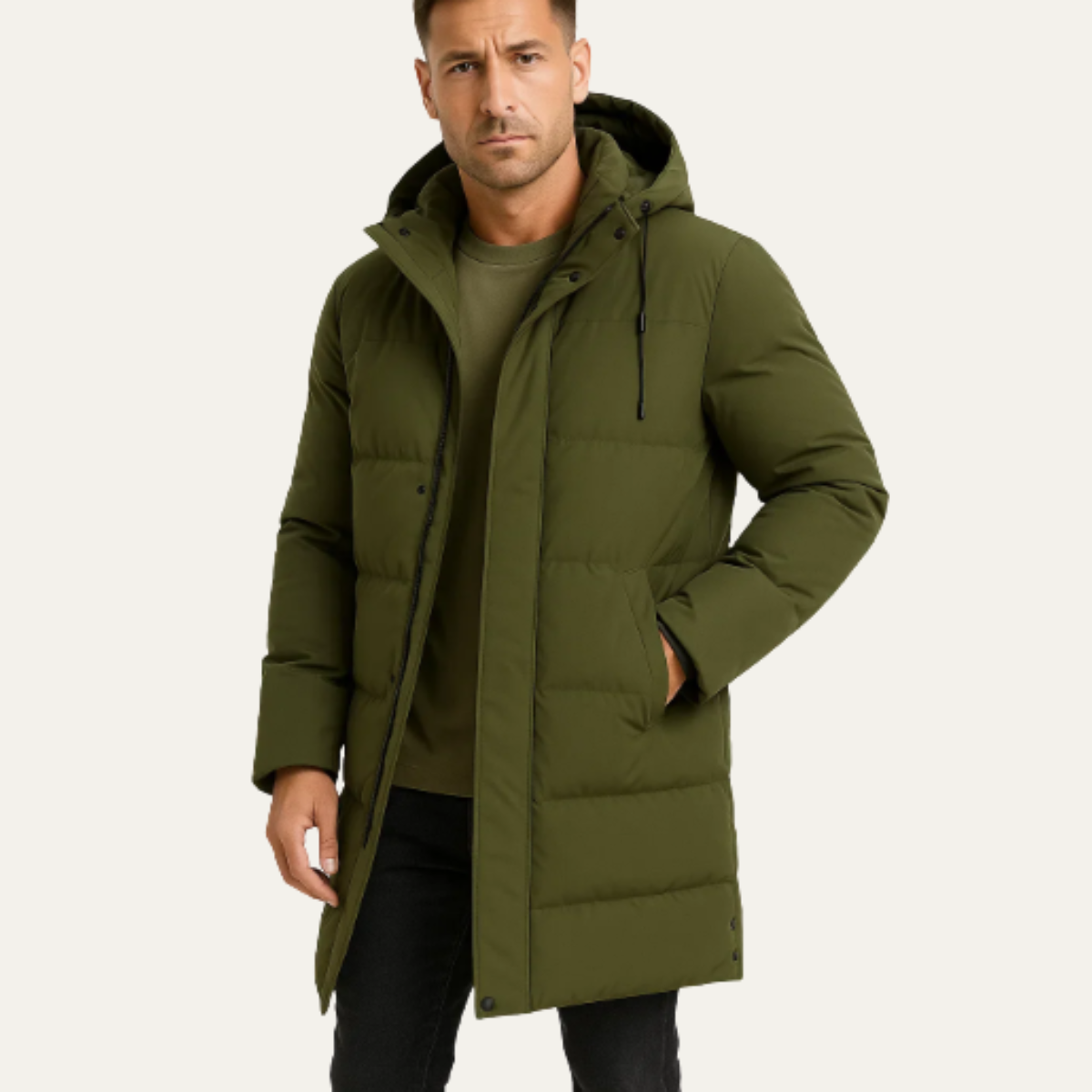 Warm Men's Puffer Hooded Parka Jacket