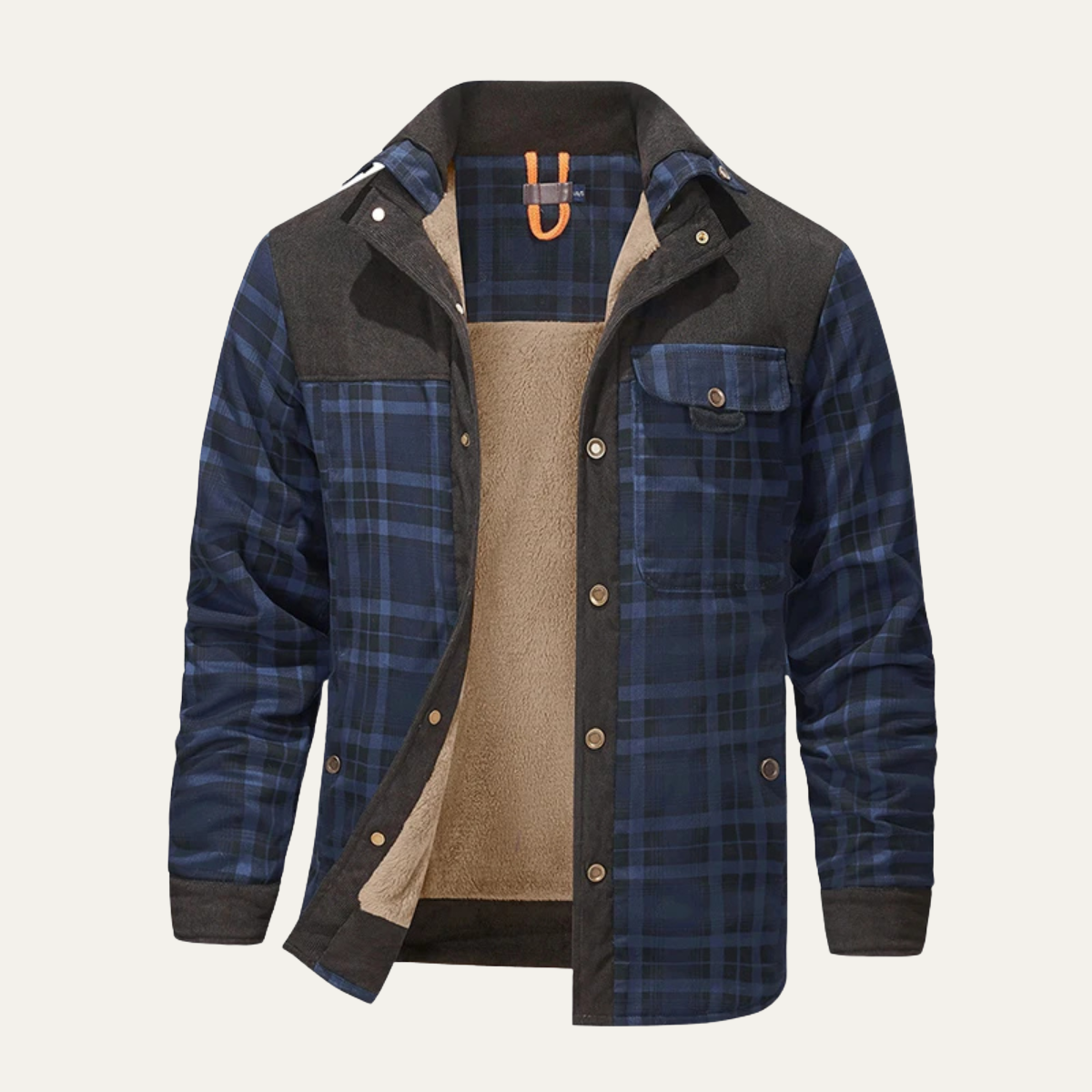 Warm Plaid Multi Pocket Men's Flannel Jacket