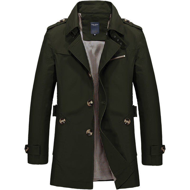 Adrian Men’s Classic Winter Trench Coat – Warm and Stylish Outerwear Dark Green