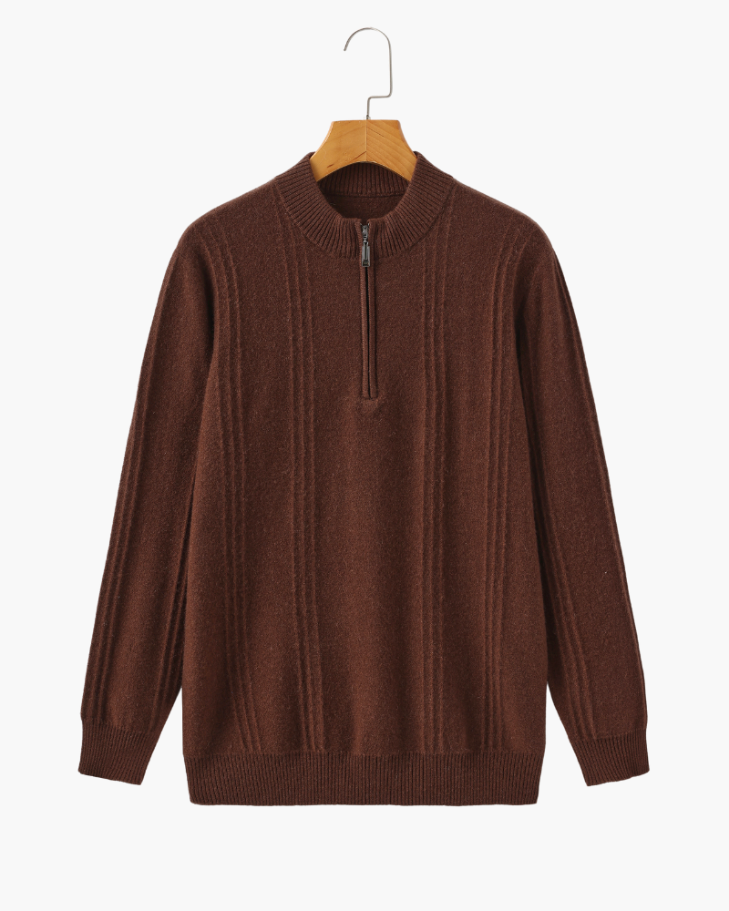 Adrian Cashmere Half-Zip Jumper for Men – Luxurious Knitwear Essential Brown