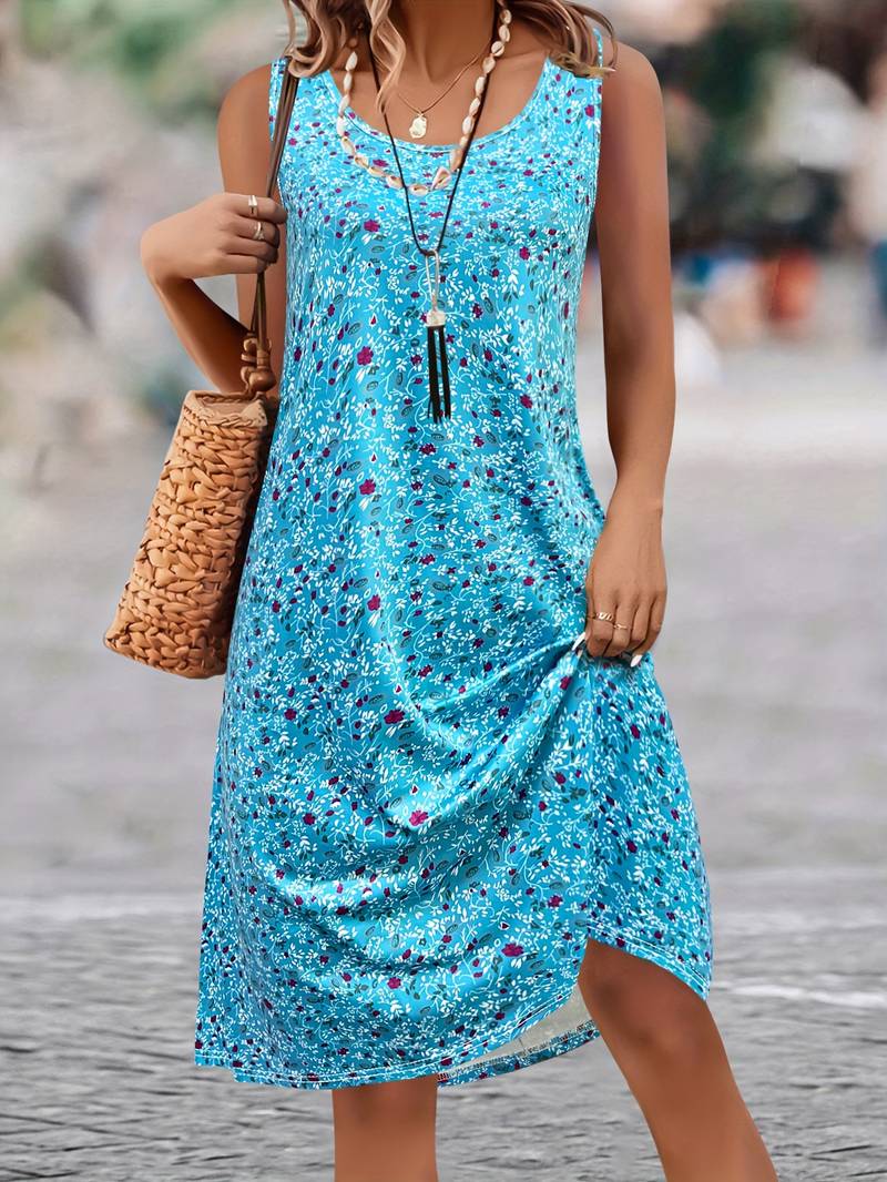 Adorable Ava dress: floral print & round neck