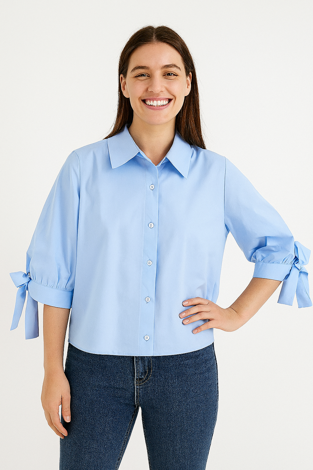 Women's blouse with bow sleeves