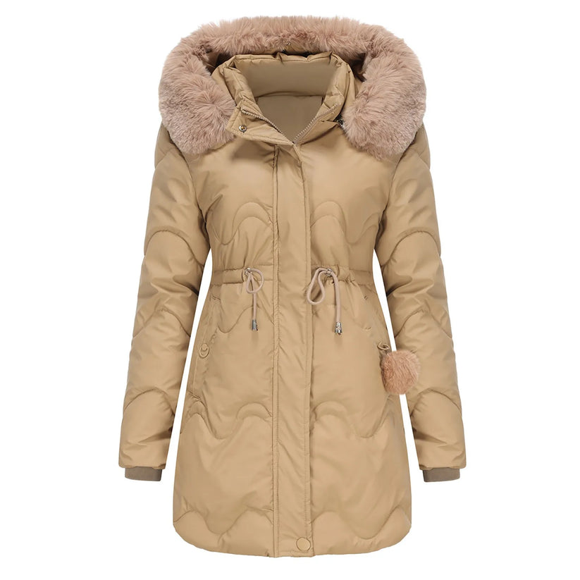 Warm winter coat with a plush collar – Renata