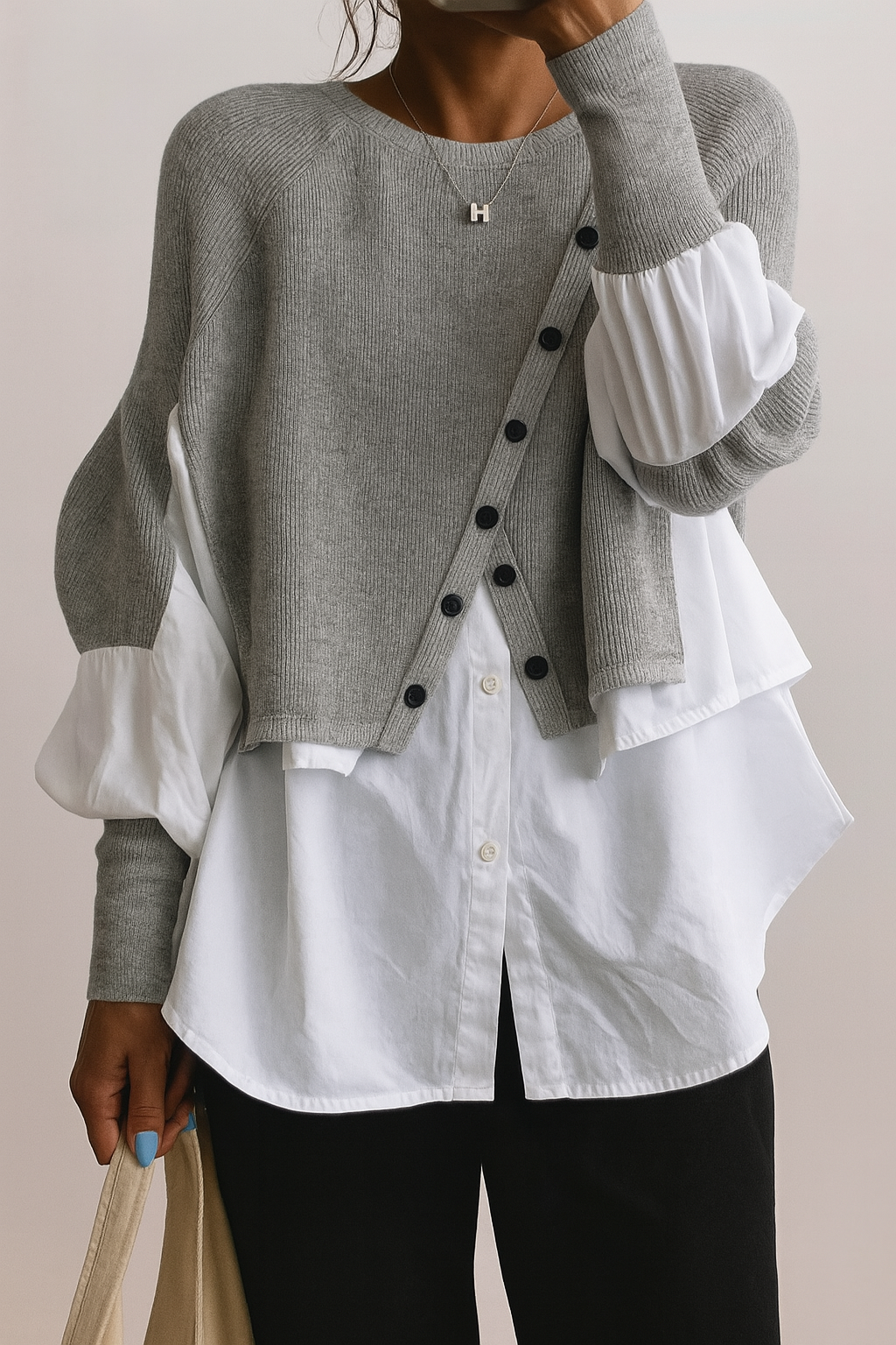 Versatile Hoodie with Detachable White Top - Olytrend