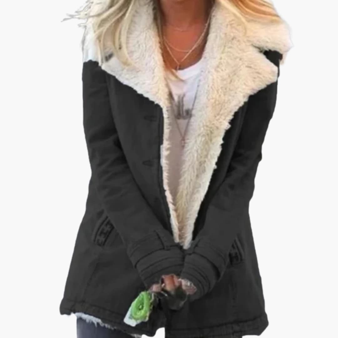 Warm Women's Parka with Zip Front and High Neck