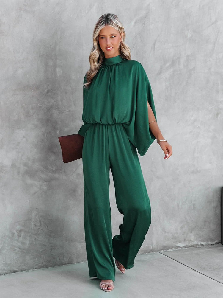 Women's jumpsuit for wedding with trendy collar