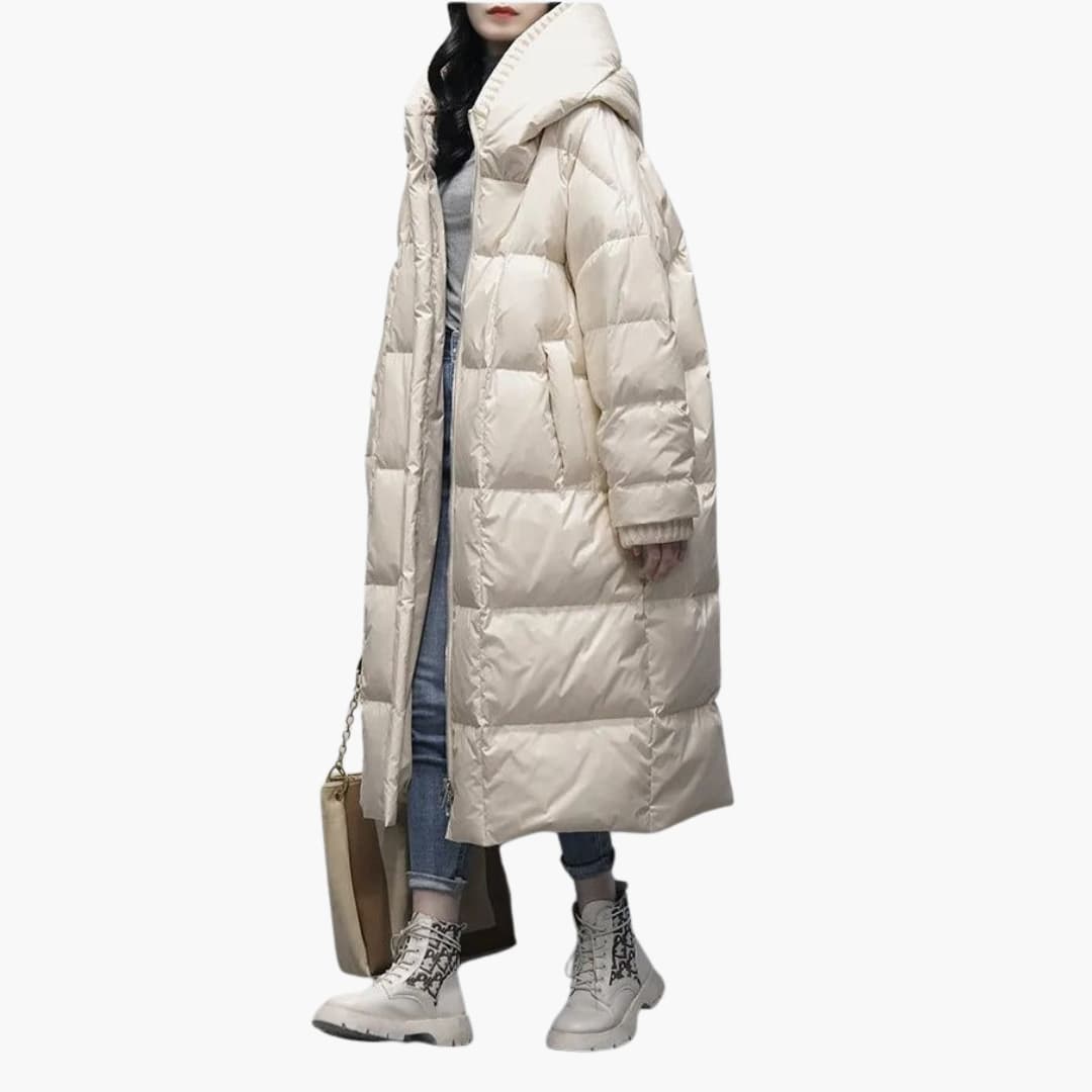 Warm Women's Quilted Parka Jacket with Zip Front