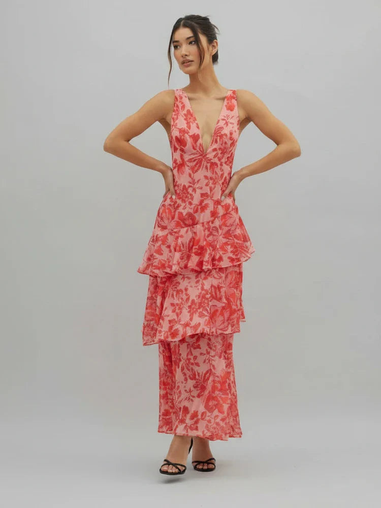 Beautiful Long Sleeve V-Neck Dress for Ladies