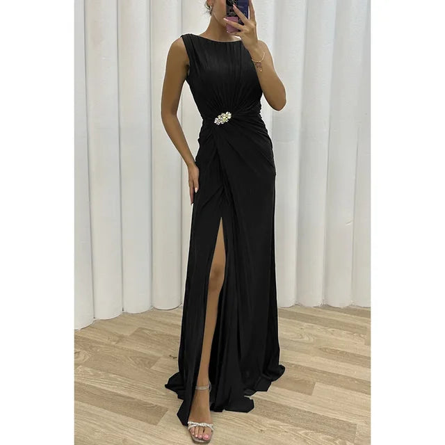 Valentina Maxi Evening Gown, Yellow-Green