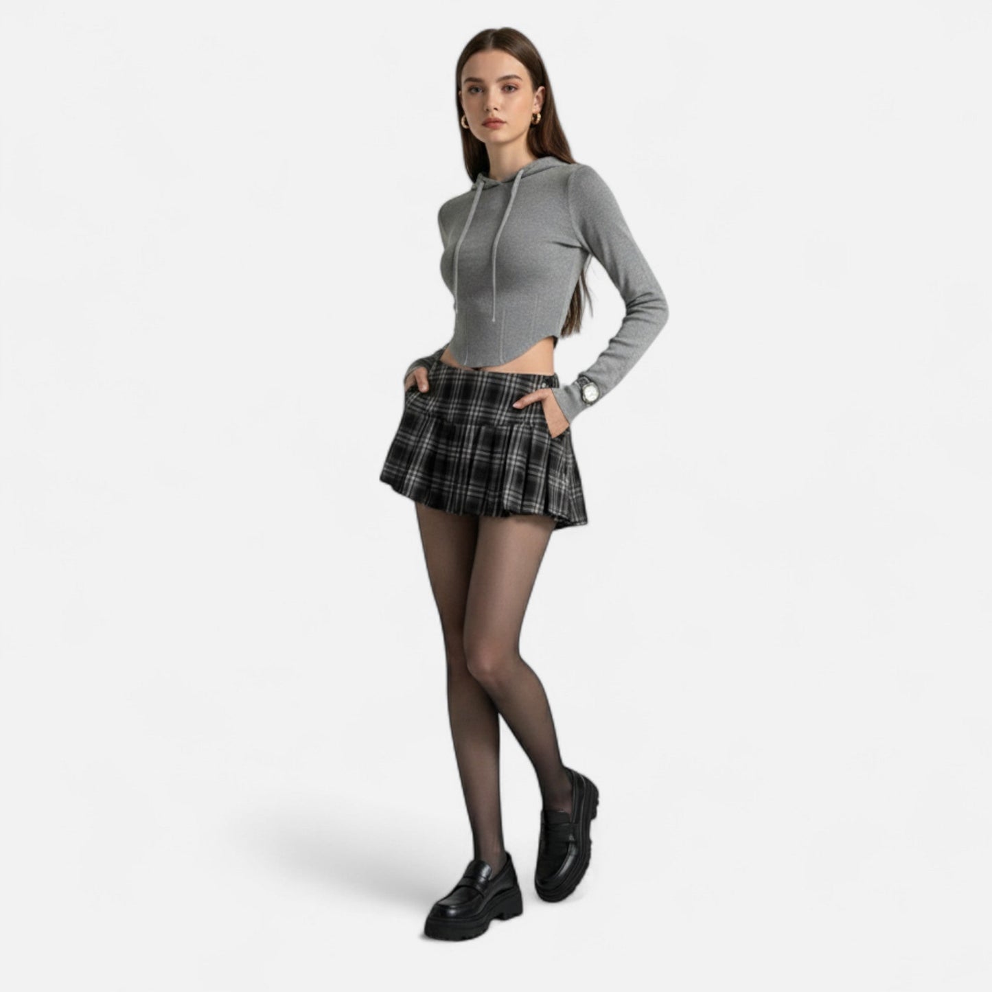Ancient World | Women's Mini Pleated Plaid Skirt Vintage