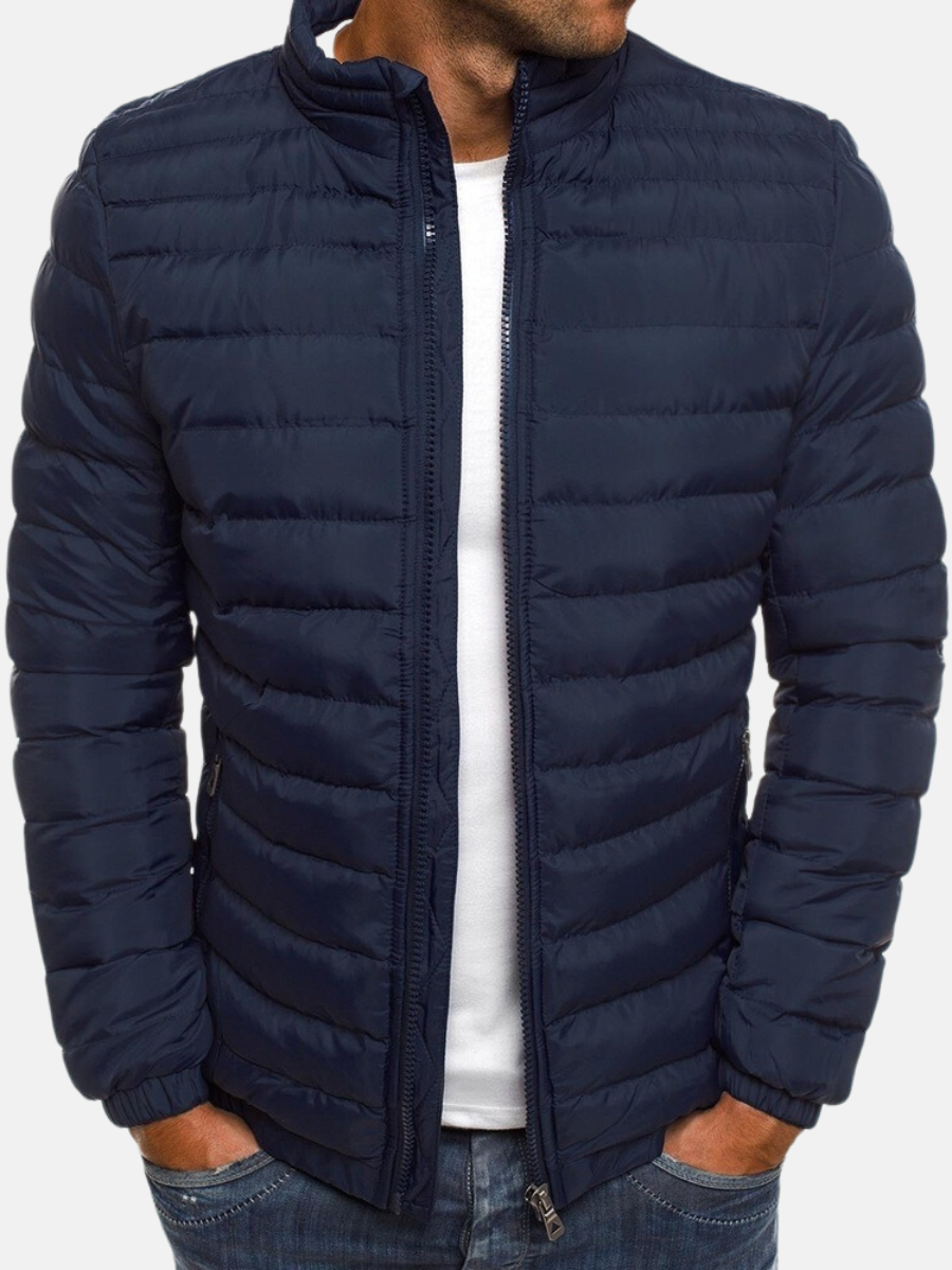 Adrian Men’s Slim Fit Puffer Jacket – Lightweight Quilted Winter Coat Navy