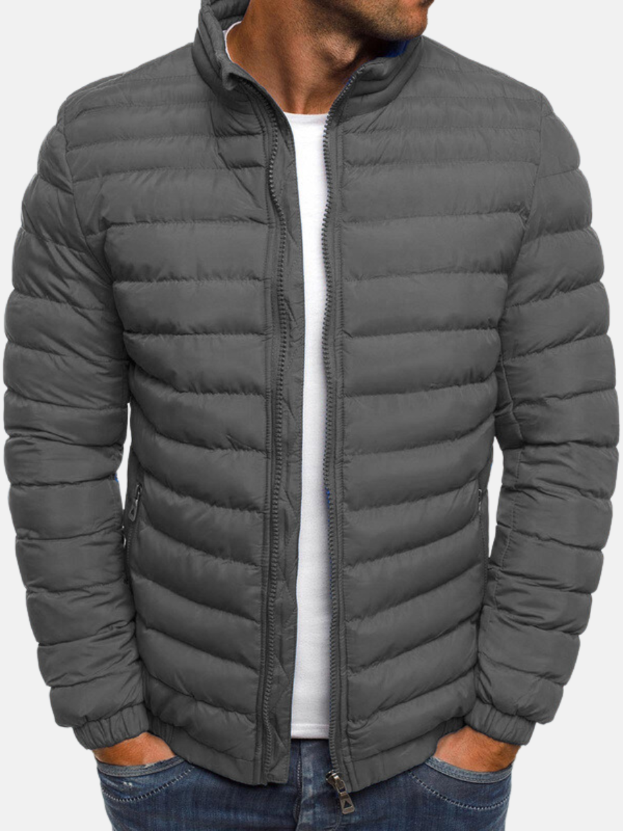 Adrian Men’s Slim Fit Puffer Jacket – Lightweight Quilted Winter Coat Gray