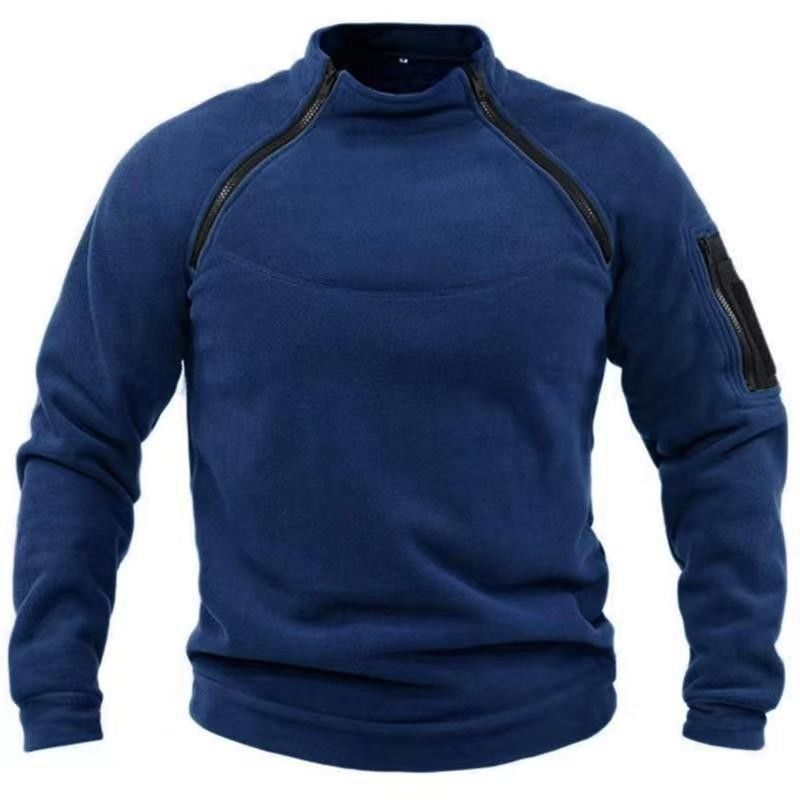 Callum Men’s Tactical Fleece Sweatshirt – Warm Military-Inspired Pullover Navy