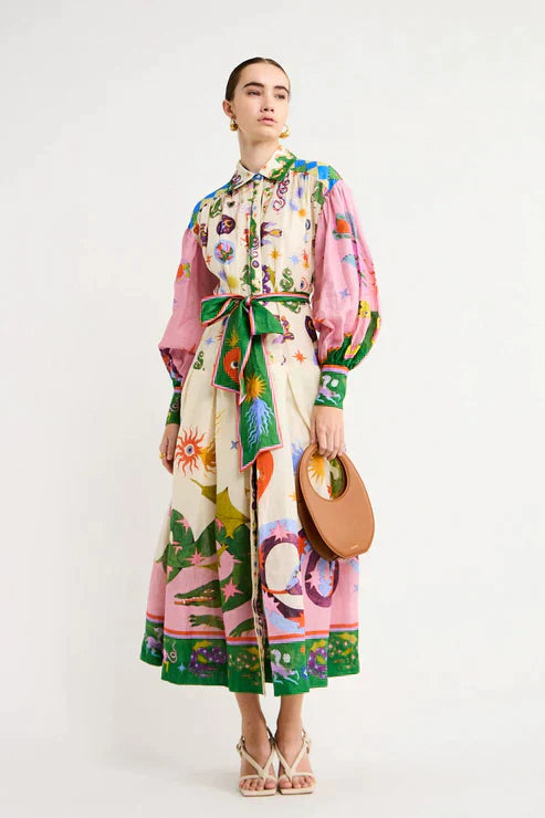 Babette: A Printed Long Dress in Vintage Style