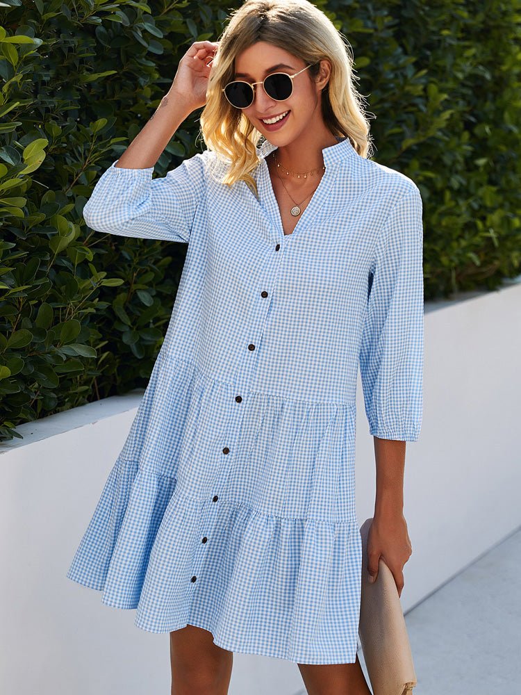 Checked Flowing Dress for Women