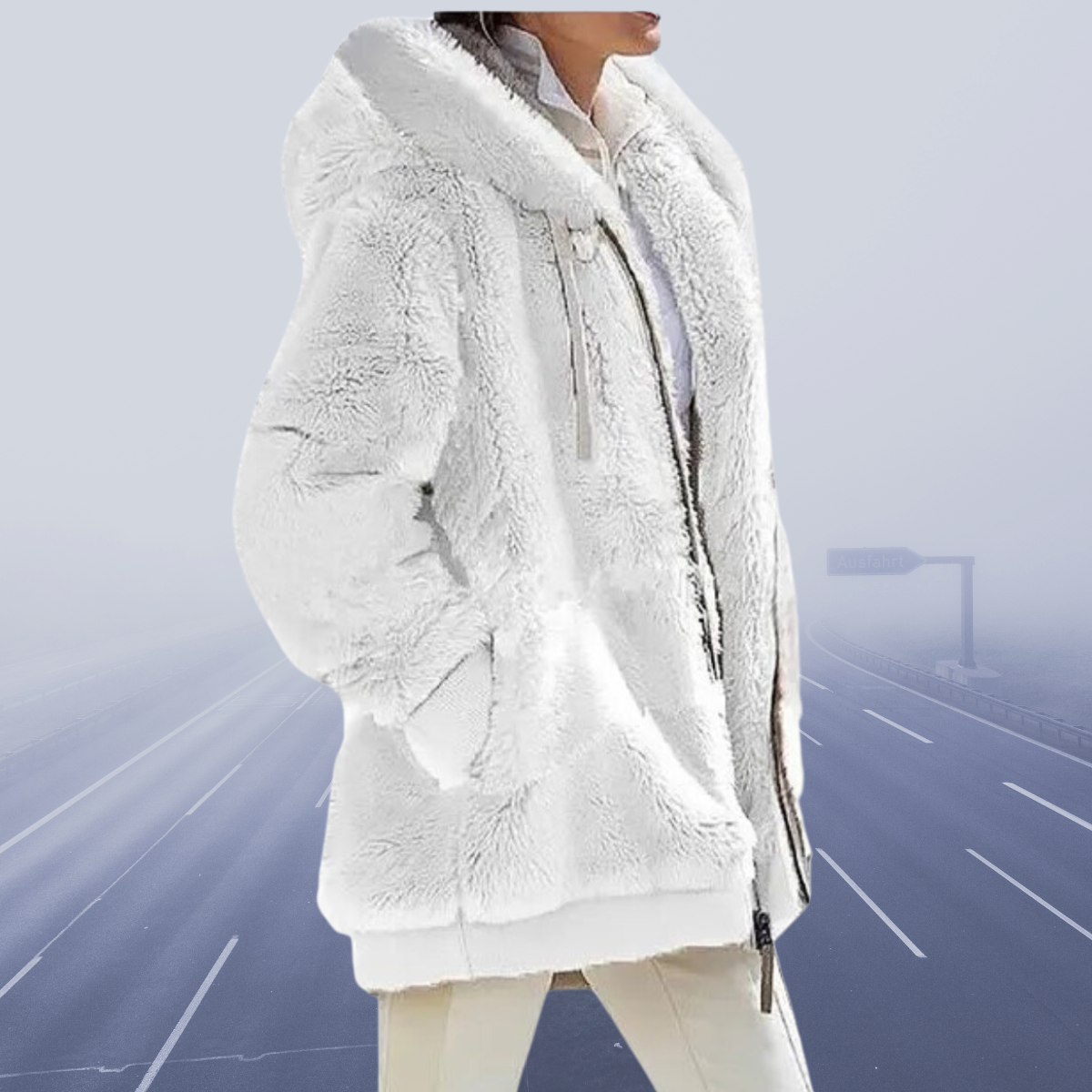 Women's oversized, cozy, warm teddy winter jacket