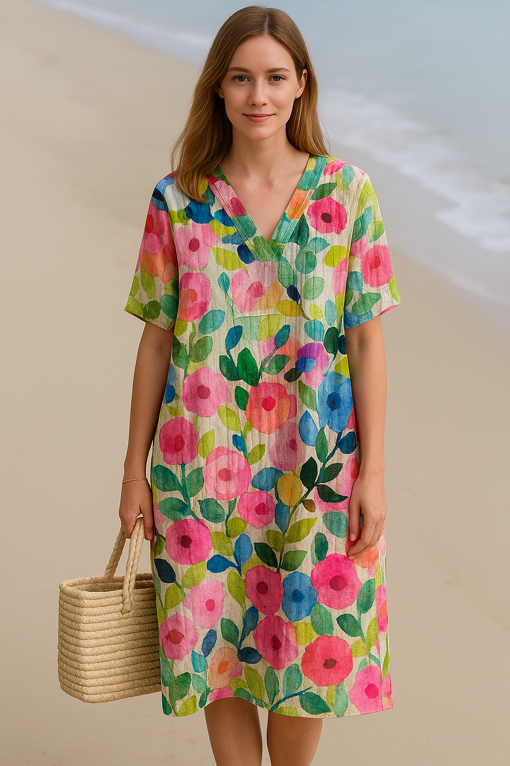Vibrant Floral Summer Comfort Dress