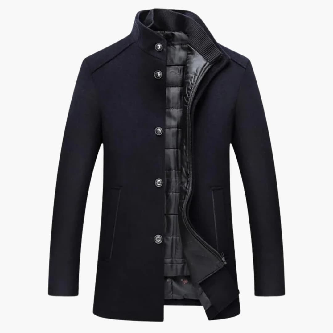 Warm Quilted Men's Winter Coat with High Collar