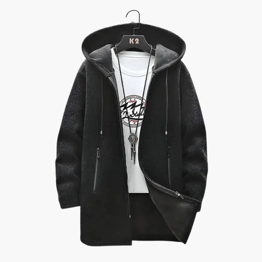 Warm Hooded Coat with Fleece Lining and Zip Pockets