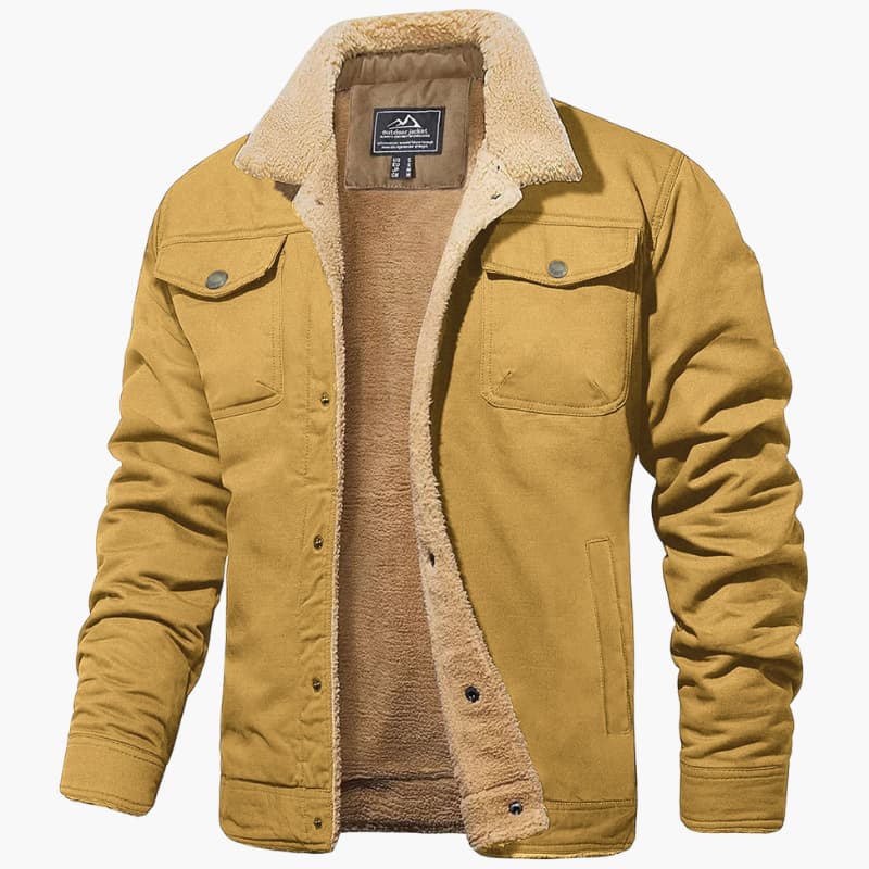 Warm Mens Fleece Lined Button Jacket