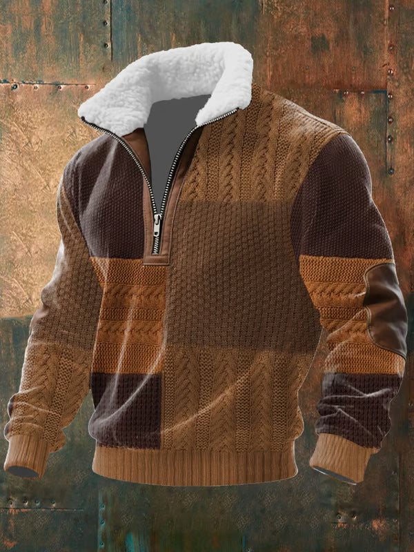 Warm Fleece Lined High Neck Zip Sweater - Olytrend
