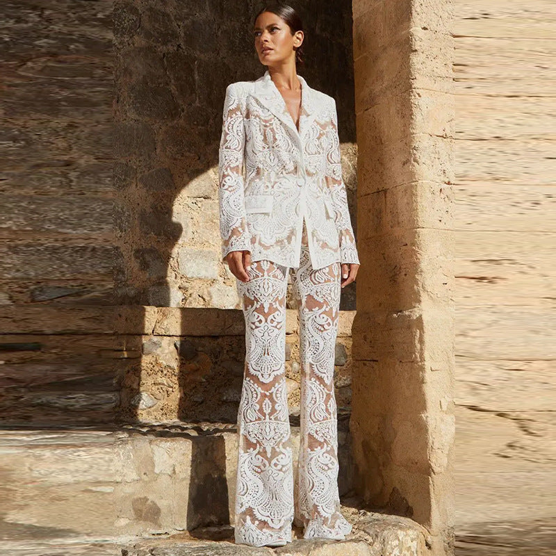 Beatrix | Elegant blazer with modern mesh pants for women