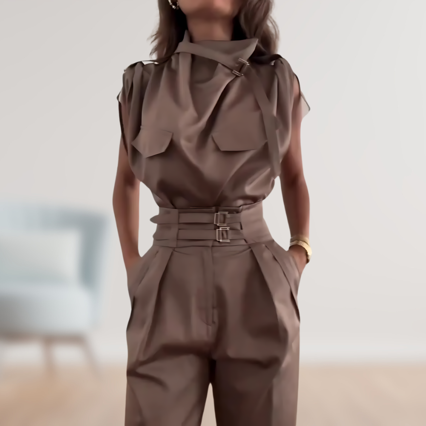 Beatrix | Women's Jumpsuit with Belt, Sleeveless, Elegant and Modern