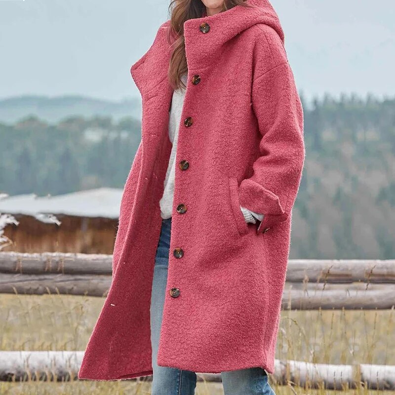 Women's button coat | Casual long cut