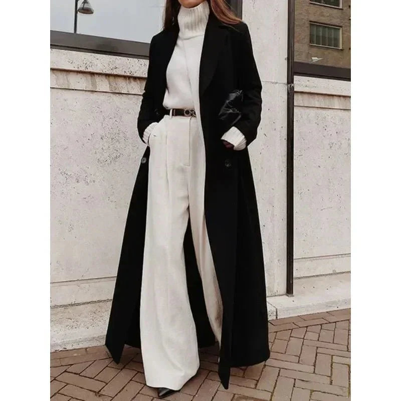 Women's Long Double-Breasted Winter Trench Coat | Classic
