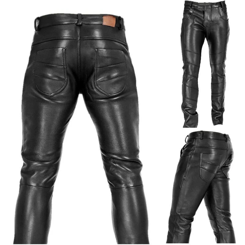 Black PU Leather Men's Pants