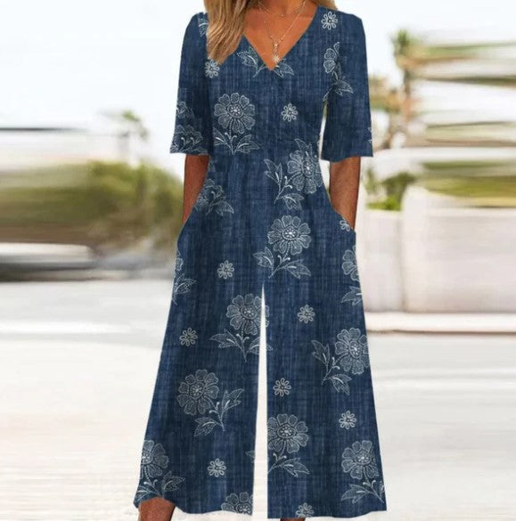 Blue floral playsuit: Mia